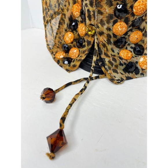 Have Faith Swimwear Leopard Print Coverup, Beaded Rhinestones Details Small - Picture 10 of 14